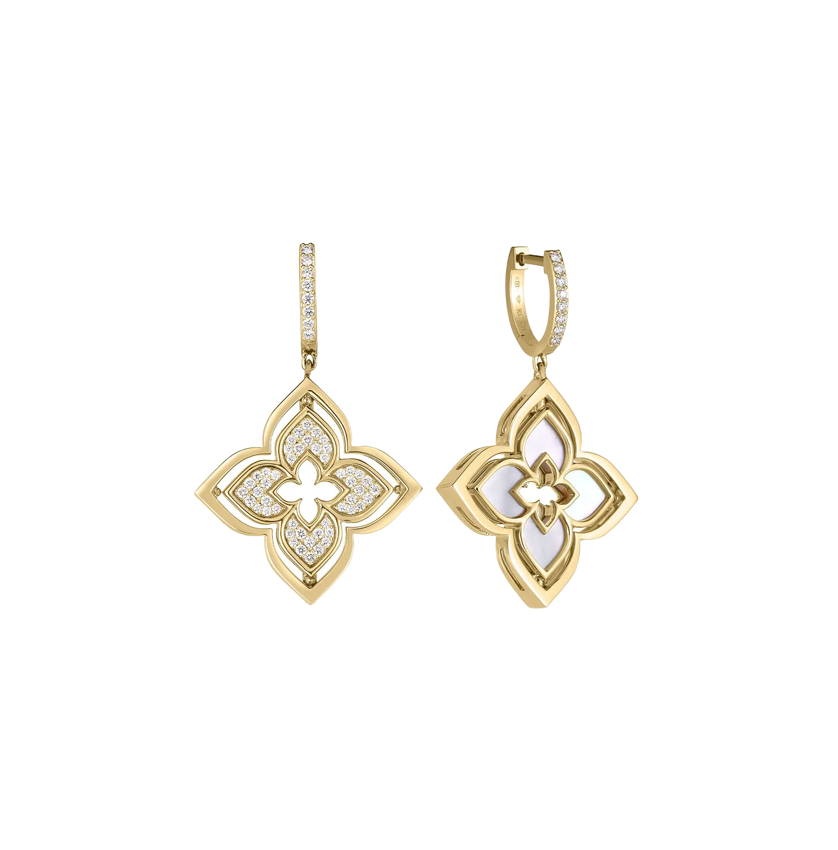 Roberto Coin Venetian Pirouette Mother-of-Pearl and Diamond Flower Dangle Earrings