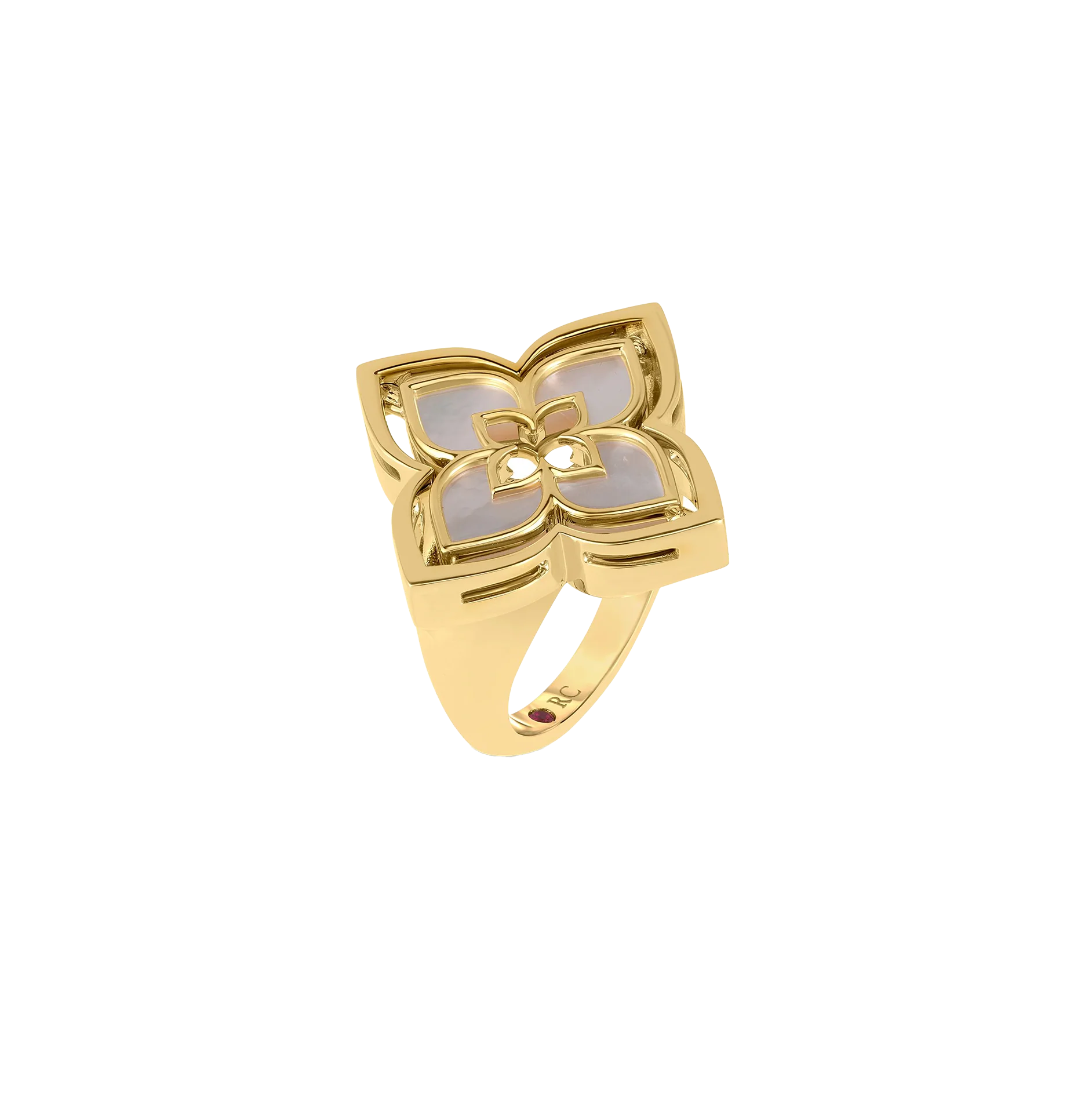 Roberto Coin Venetian Pirouette Mother-of-Pearl and Diamond Flower Ring - Image 3