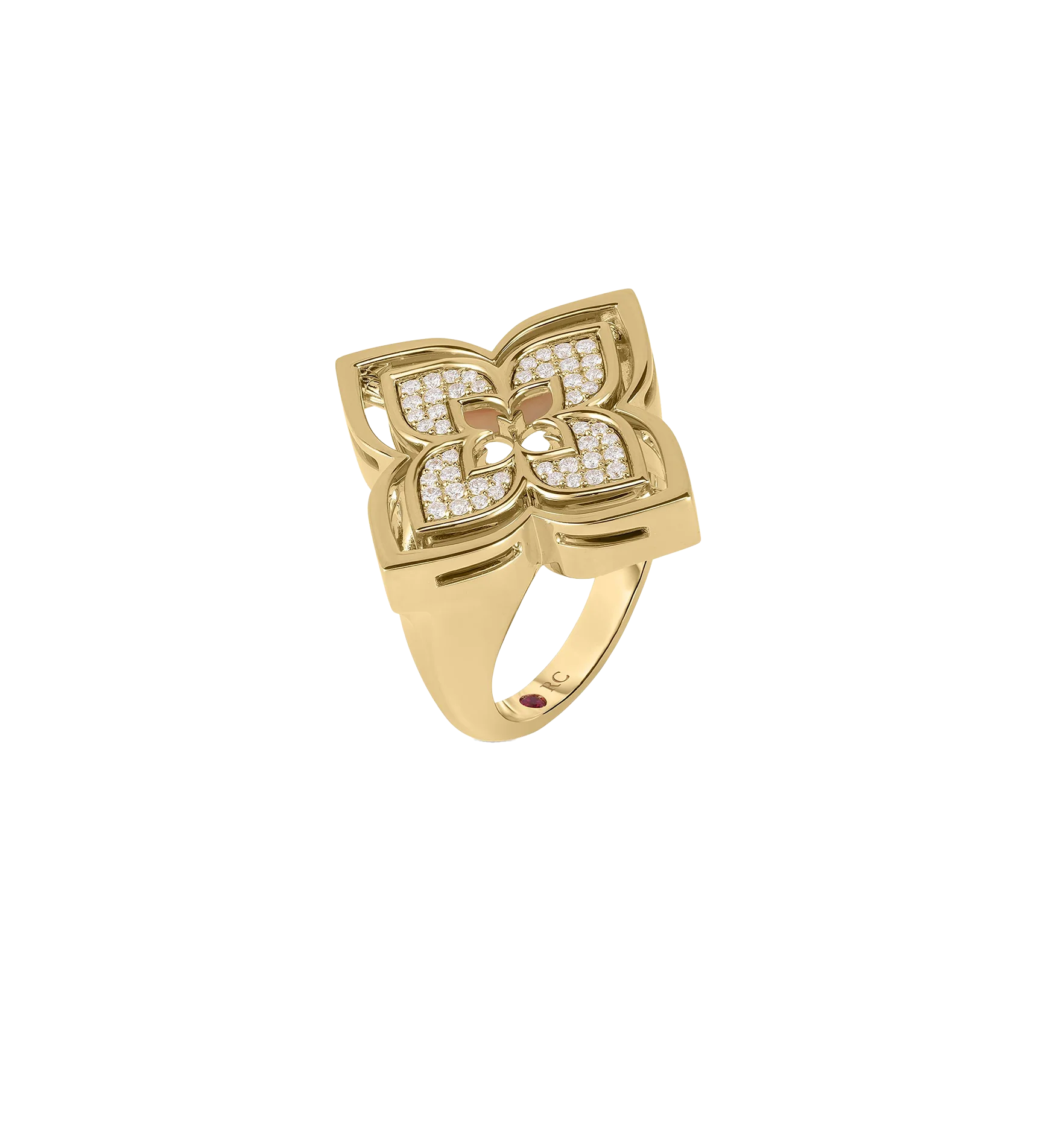 Roberto Coin Venetian Pirouette Mother-of-Pearl and Diamond Flower Ring - Image 4
