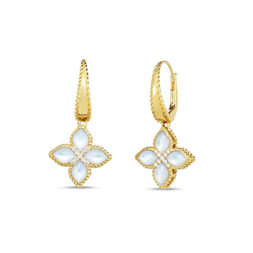 Roberto Coin Venetian Princess 18K Yellow Gold Medium Mother-of-Pearl and Diamond Drop Earrings