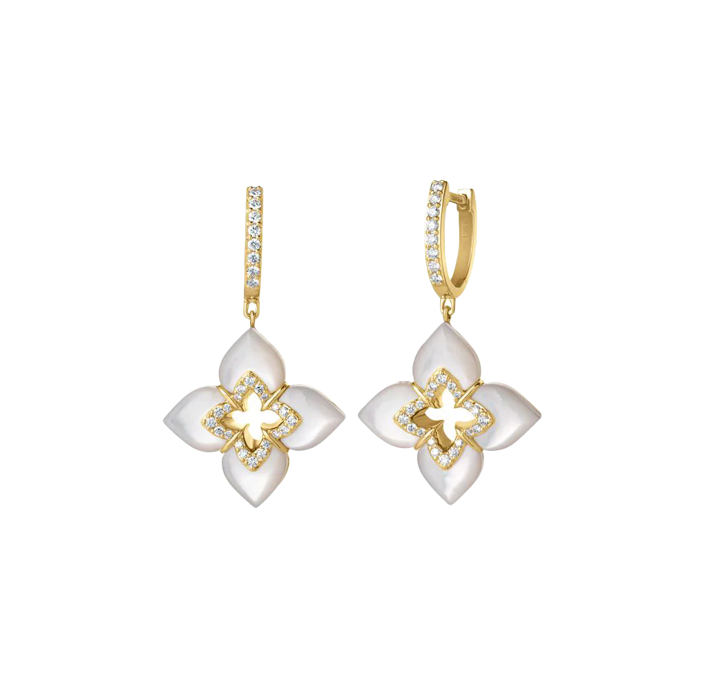 Roberto Coin Venetian Princess Mother-of-Pearl and Diamond Flower Drop Earrings