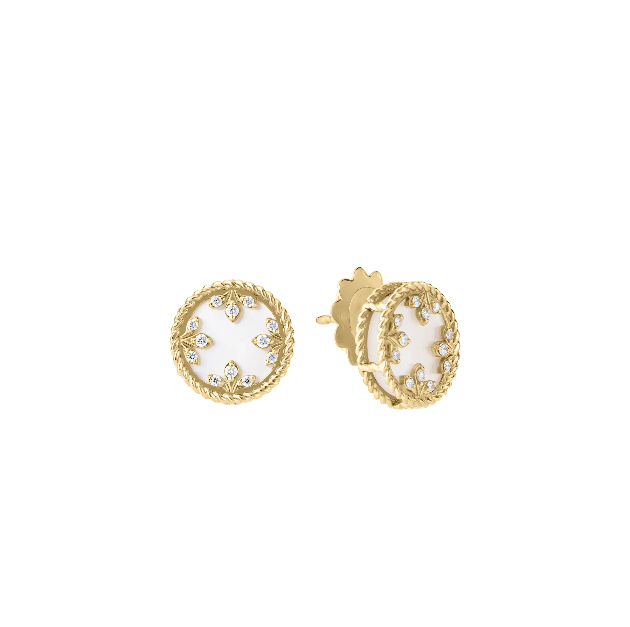 Roberto Coin Venetian Princess Mother-of-Pearl and Diamond Medallion Stud Earrings