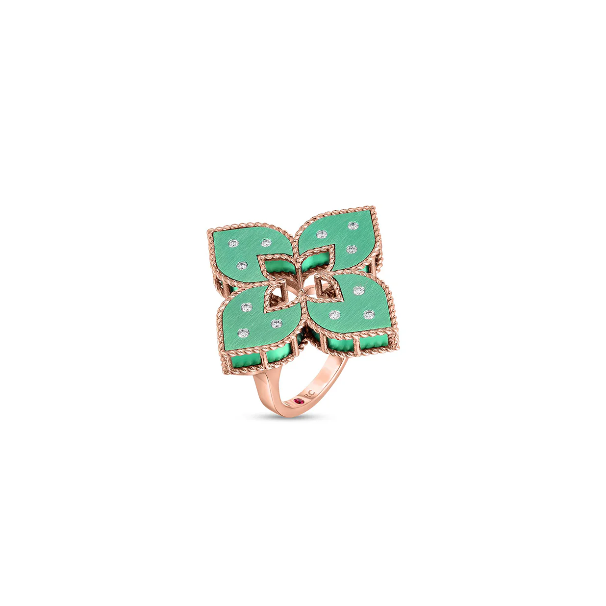 Roberto Coin Venetian Princess Rose Gold Green Titanium Large Ring - Image 2