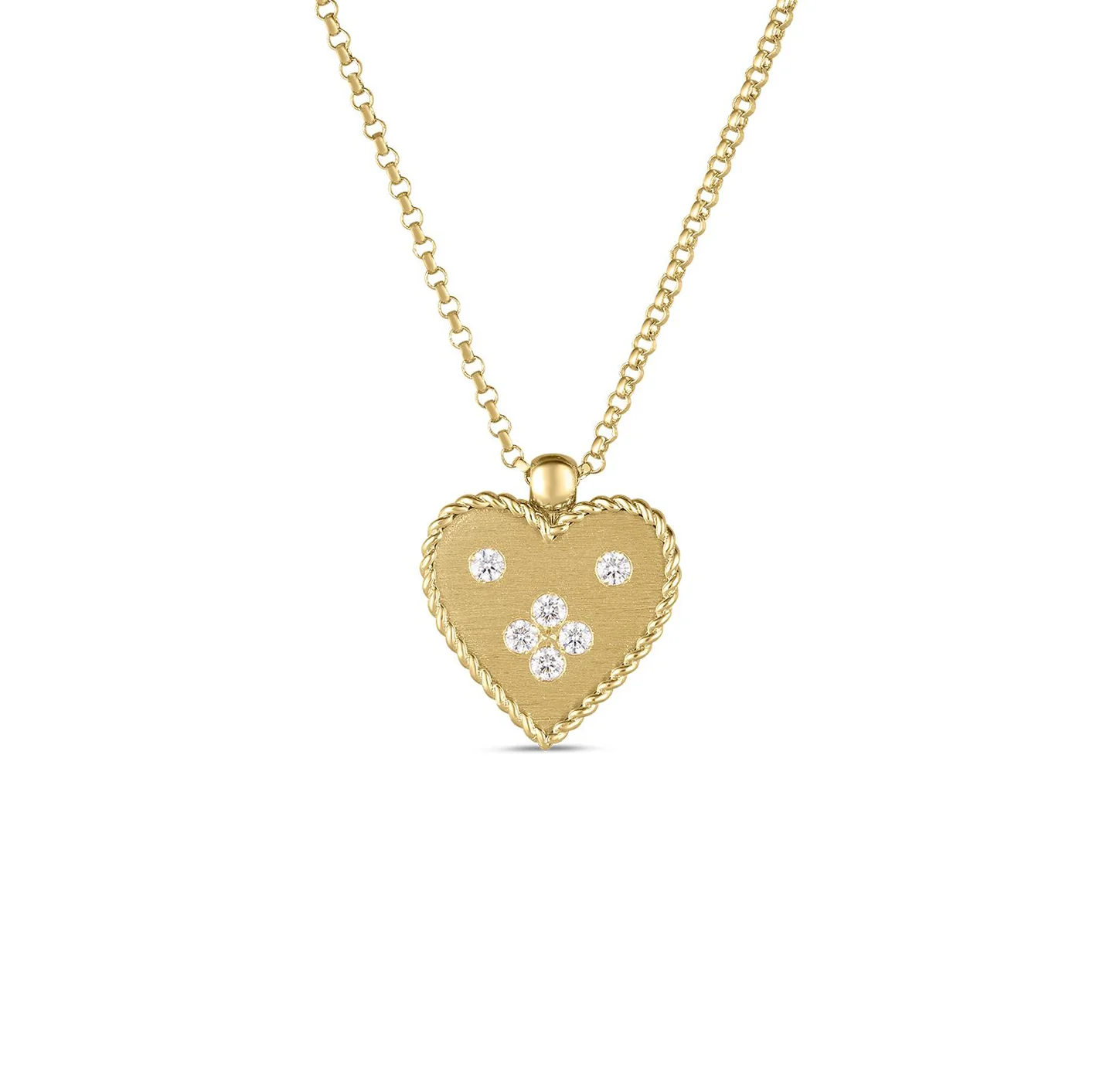 Roberto Coin Venetian Princess Small Heart Diamond Medallion Necklace
