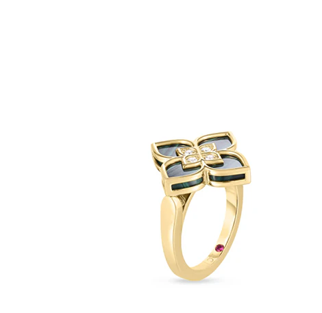 Roberto Coin Venetian Princess Small Malachite and Diamond Ring - Image 2