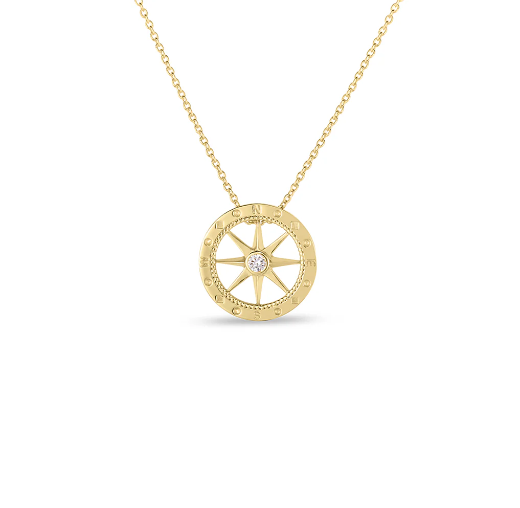 Roberto Coin Tiny Treasures Yellow Gold Diamond Compass Necklace