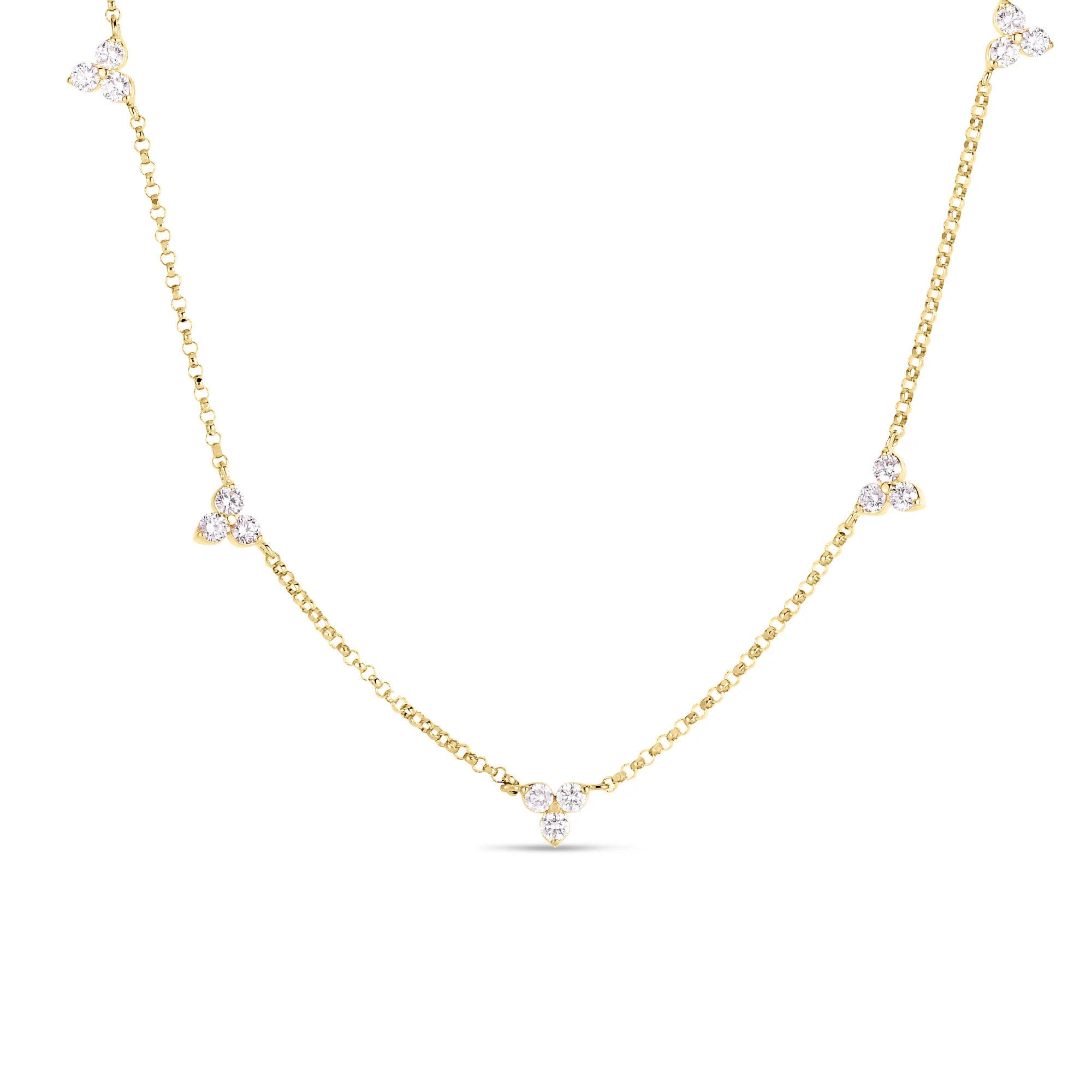 Roberto Coin Yellow Gold Five Station Diamond Necklace