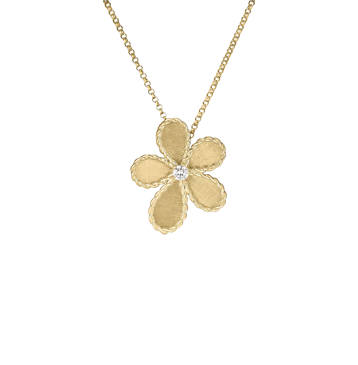 Roberto Coin Yellow Gold Flower Necklace with Diamonds