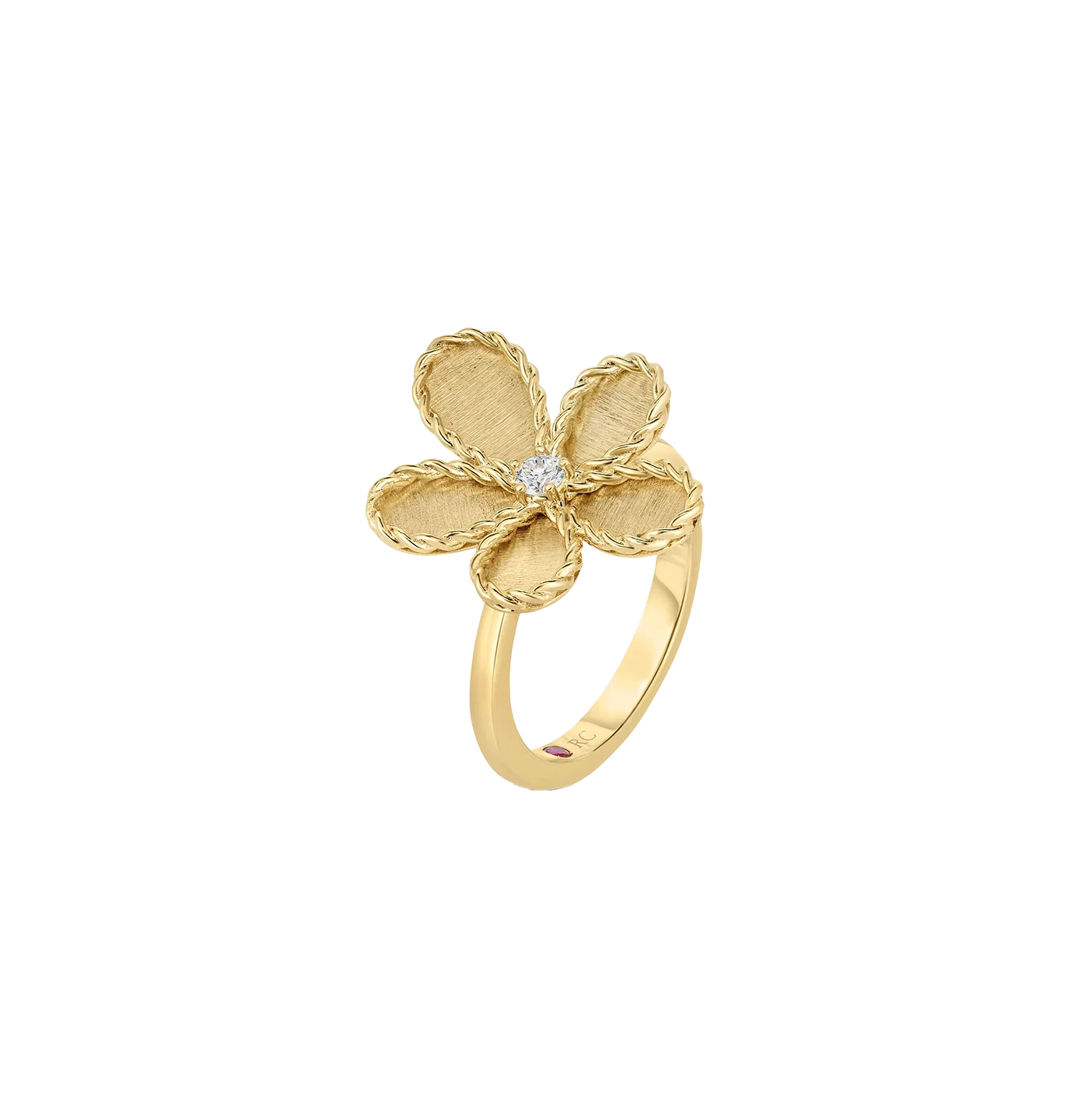 Roberto Coin Yellow Gold Flower Ring with Diamonds - Image 2