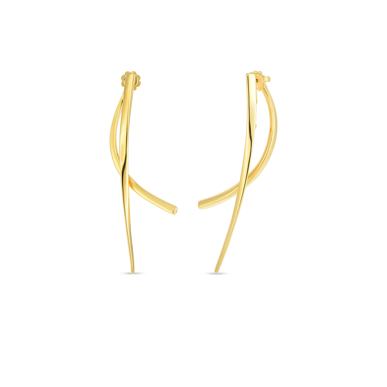 Roberto Coin Yellow Gold Front and Back Line Earrings