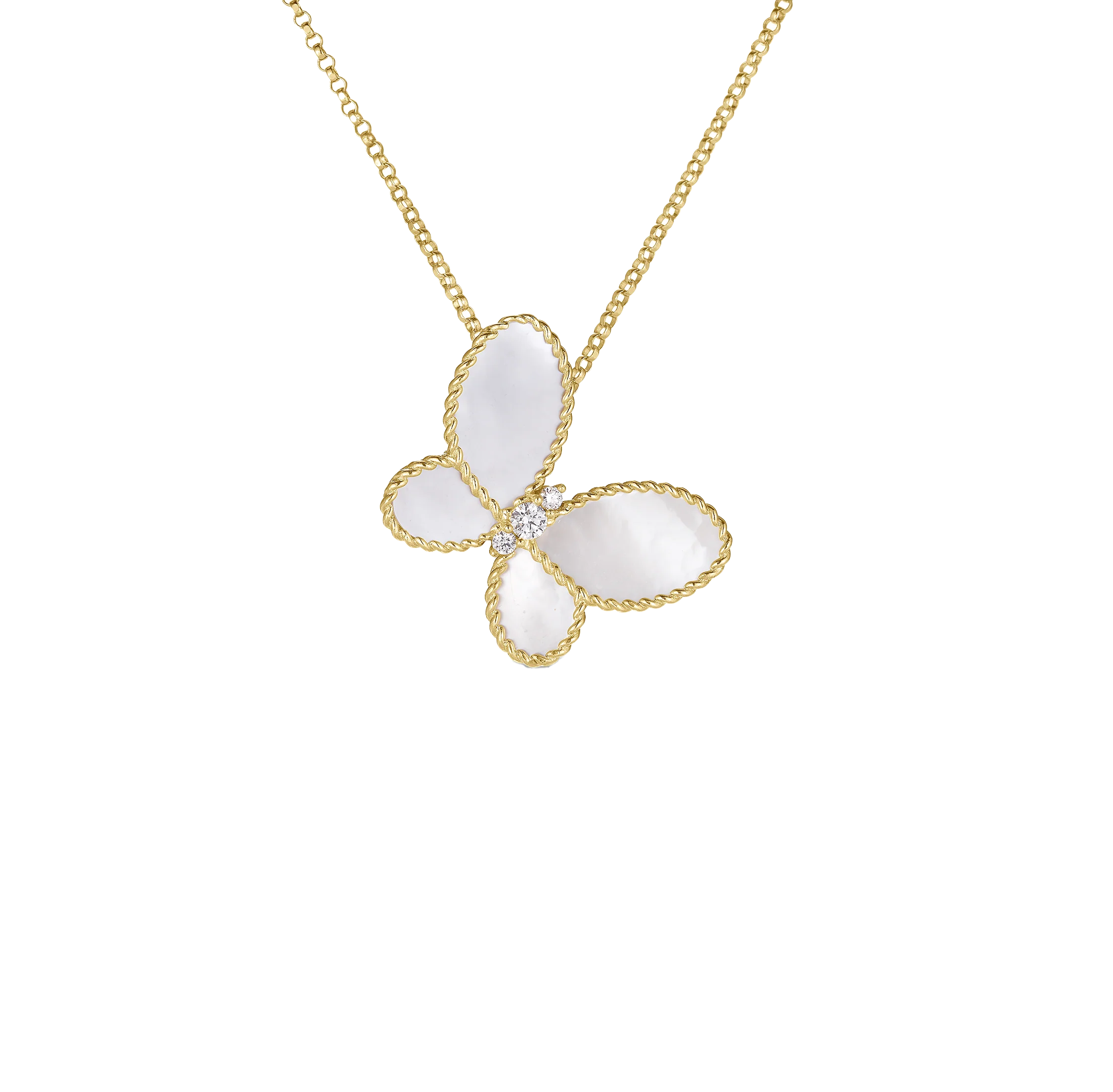 Roberto Coin Yellow Gold Mother-of-Pearl and Diamond Butterfly Pendant