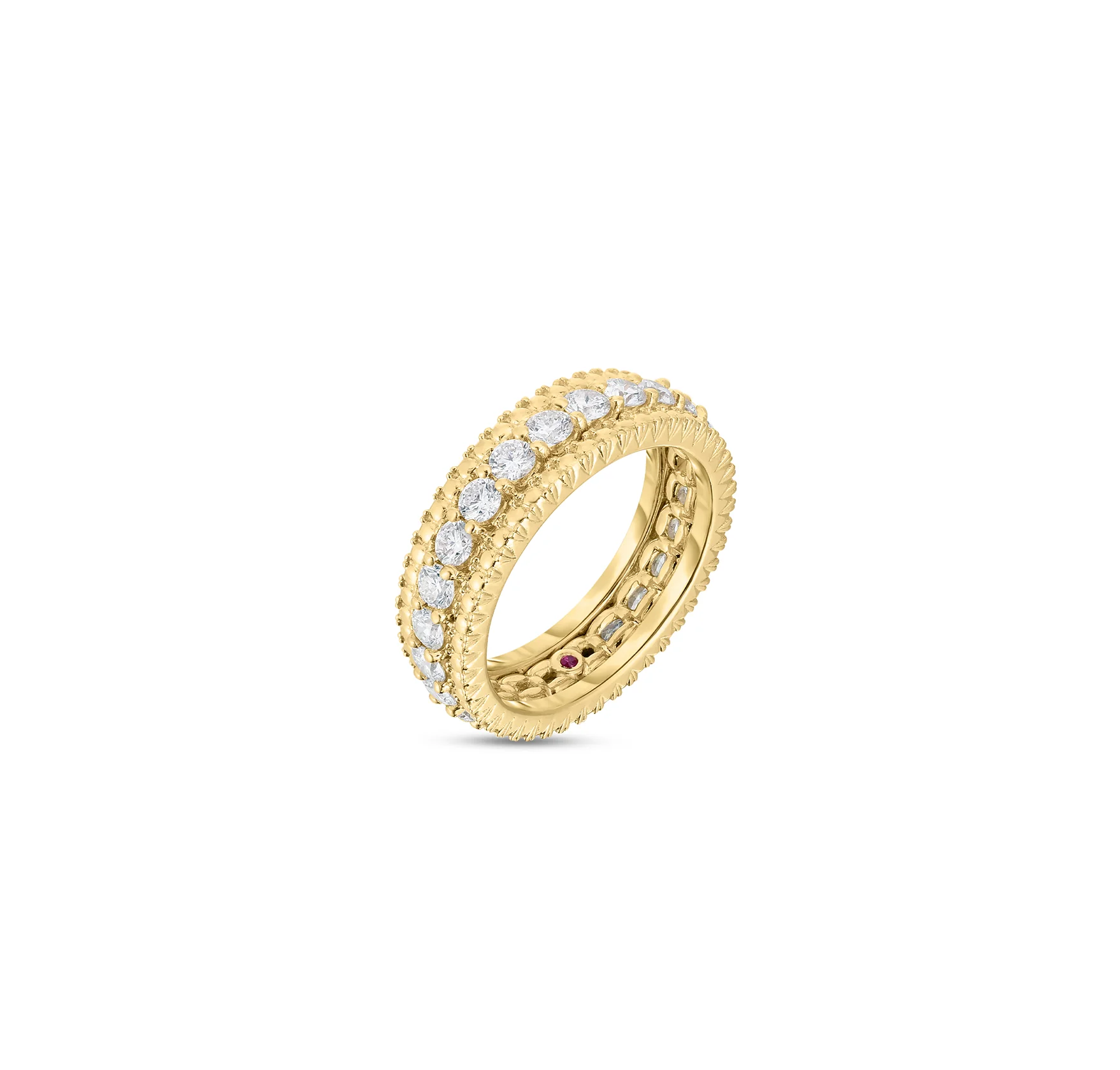 Roberto Coin Yellow Gold Siena Diamond One Row Ring - Image 2
