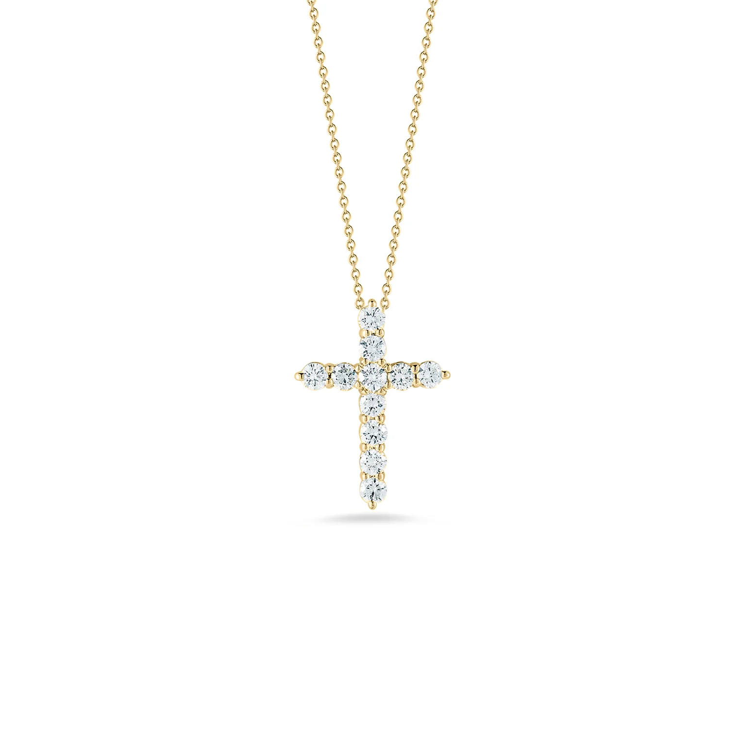 Roberto Coin Yellow Gold Small Diamond Cross Necklace