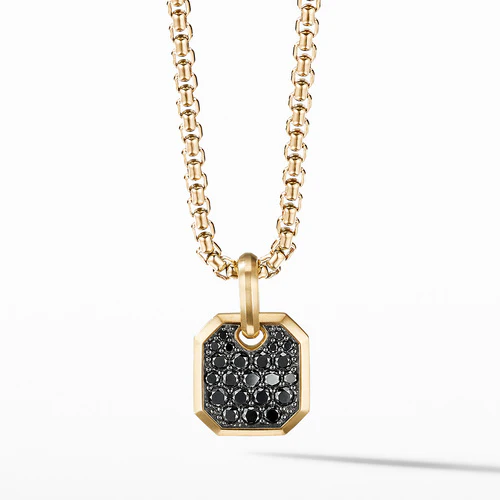 Roman Amulet in 18K Yellow Gold with Black Diamonds, 15mm