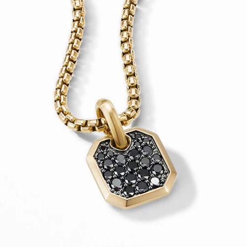 Roman Amulet in 18K Yellow Gold with Black Diamonds, 15mm - Image 2
