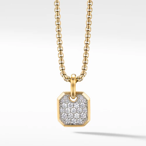 Roman Amulet in 18K Yellow Gold with Diamonds, 15mm