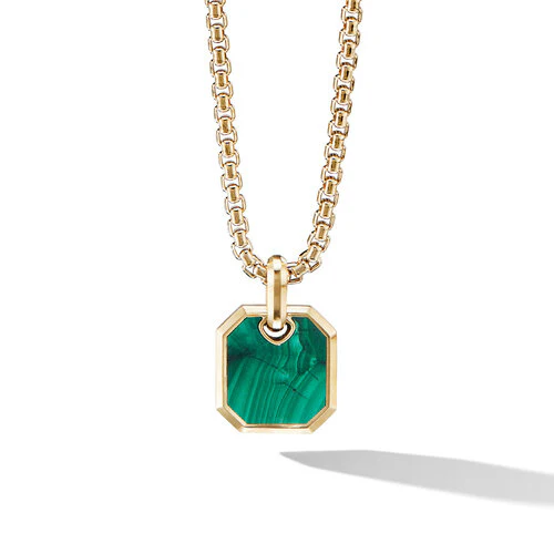 Roman Amulet in 18K Yellow Gold with Malachite, 15mm