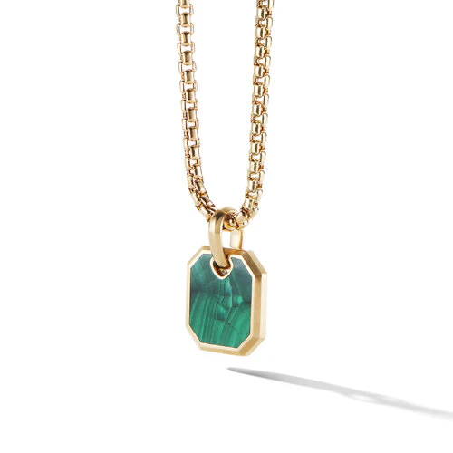 Roman Amulet in 18K Yellow Gold with Malachite, 15mm - Image 2