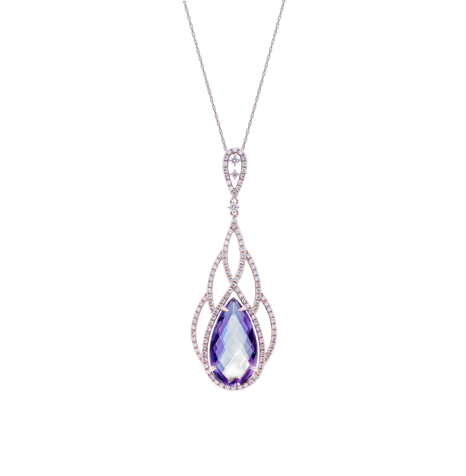 Sabel Collection Rose Gold Amethyst and Diamond Pendant