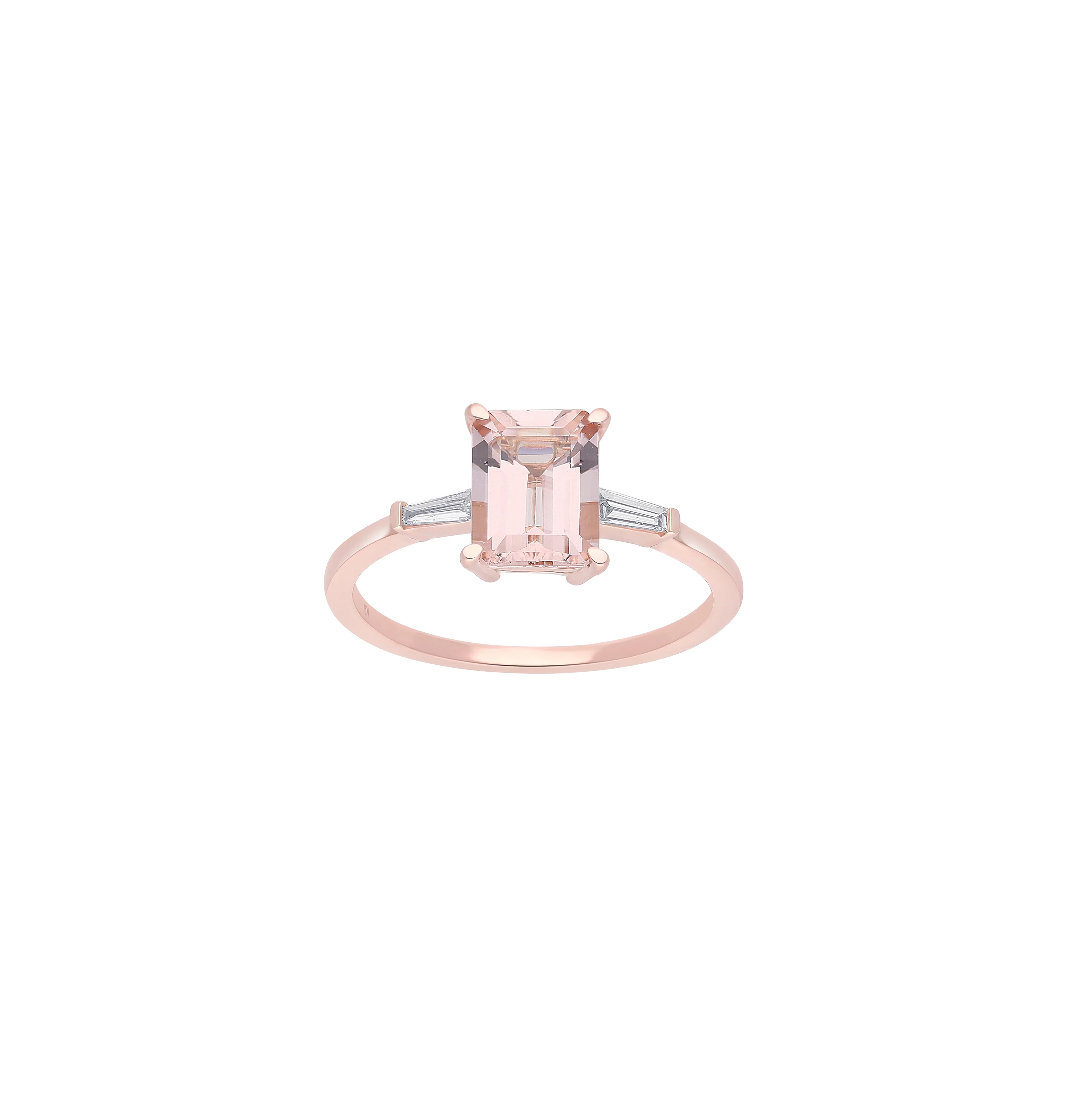 Sabel Collection Rose Gold Morganite and Baguette Diamond Ring