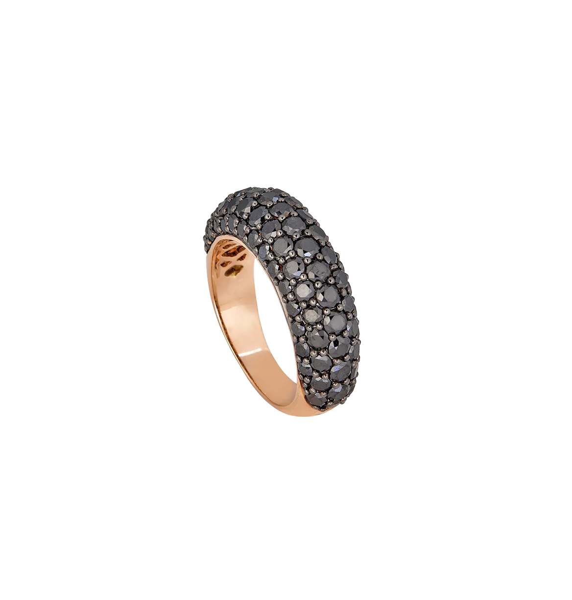 Sabel Collection Rose Gold Small Dome Black Diamond Ring