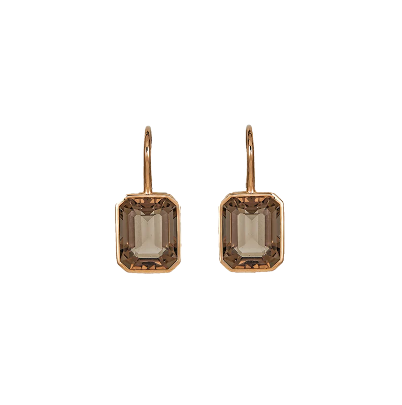 Sabel Collection Rose Gold Smoky Quartz Drop Earrings