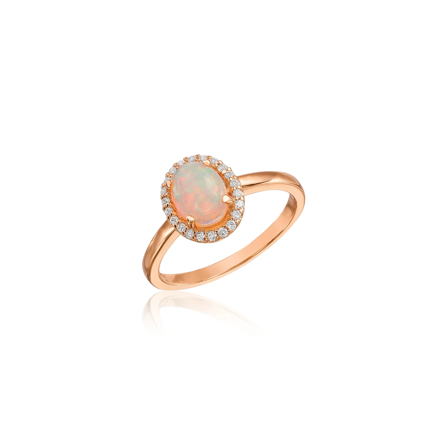 Sabel 14K Rose Gold Oval Opal & Round Diamond Halo Ring