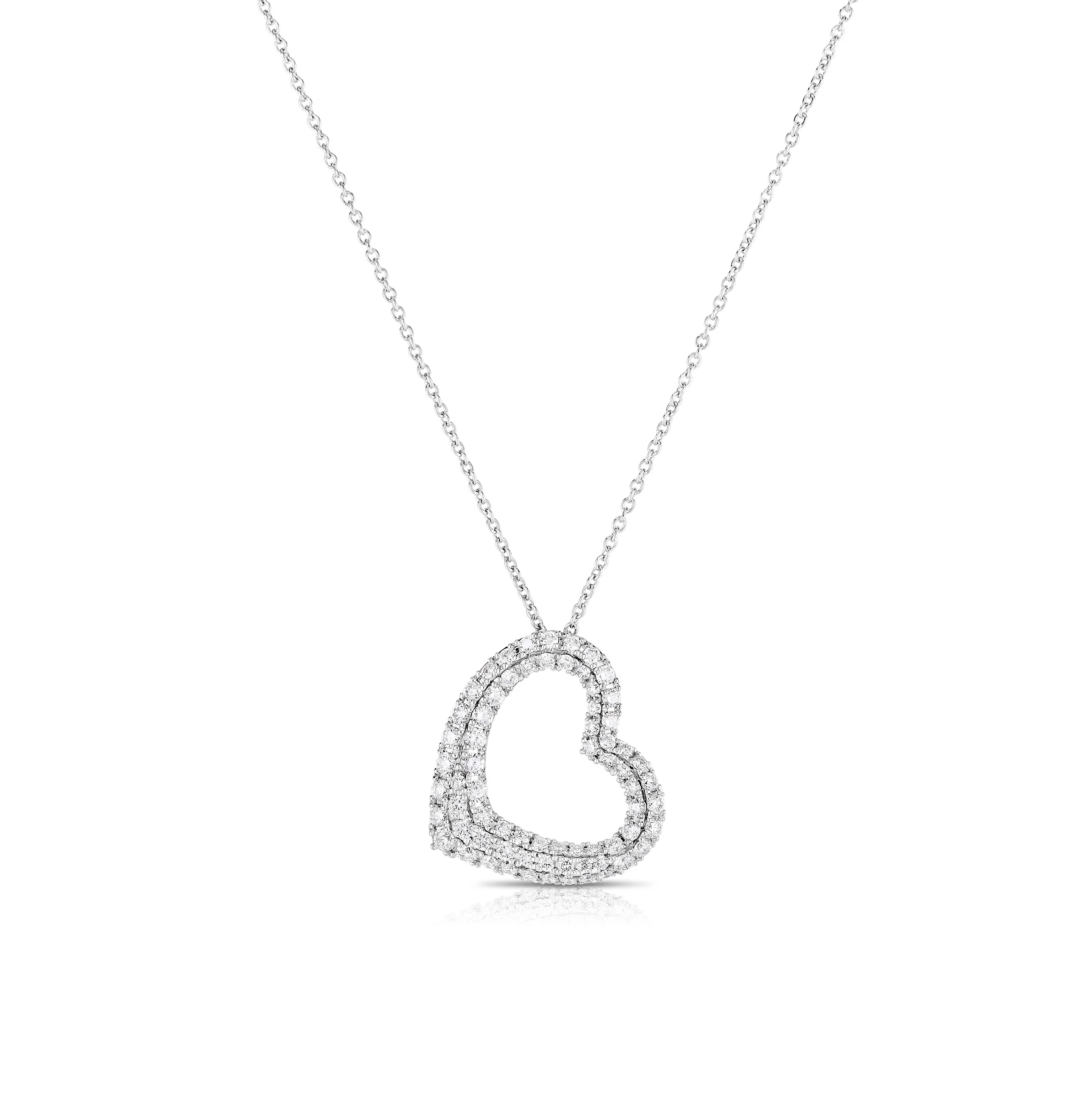 Sabel 14K White Gold Open Heart Diamond Pendant