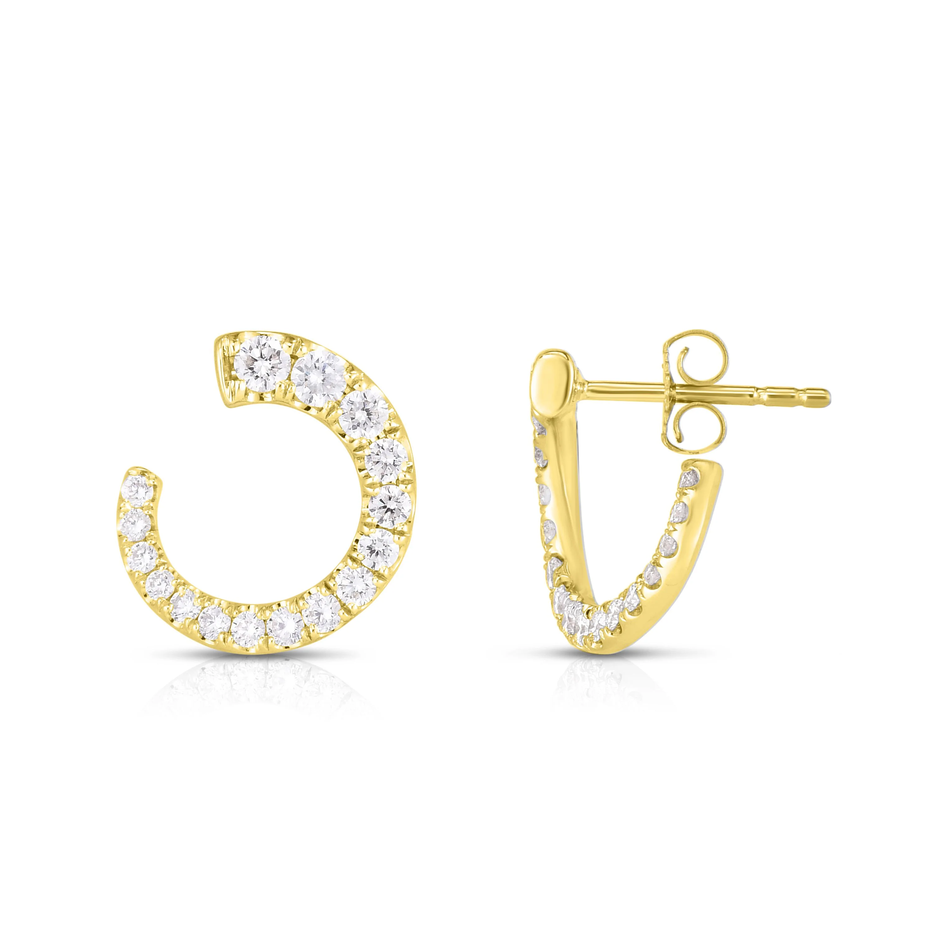 Sabel 14K Yellow Gold Swirl Round Diamond Earrings
