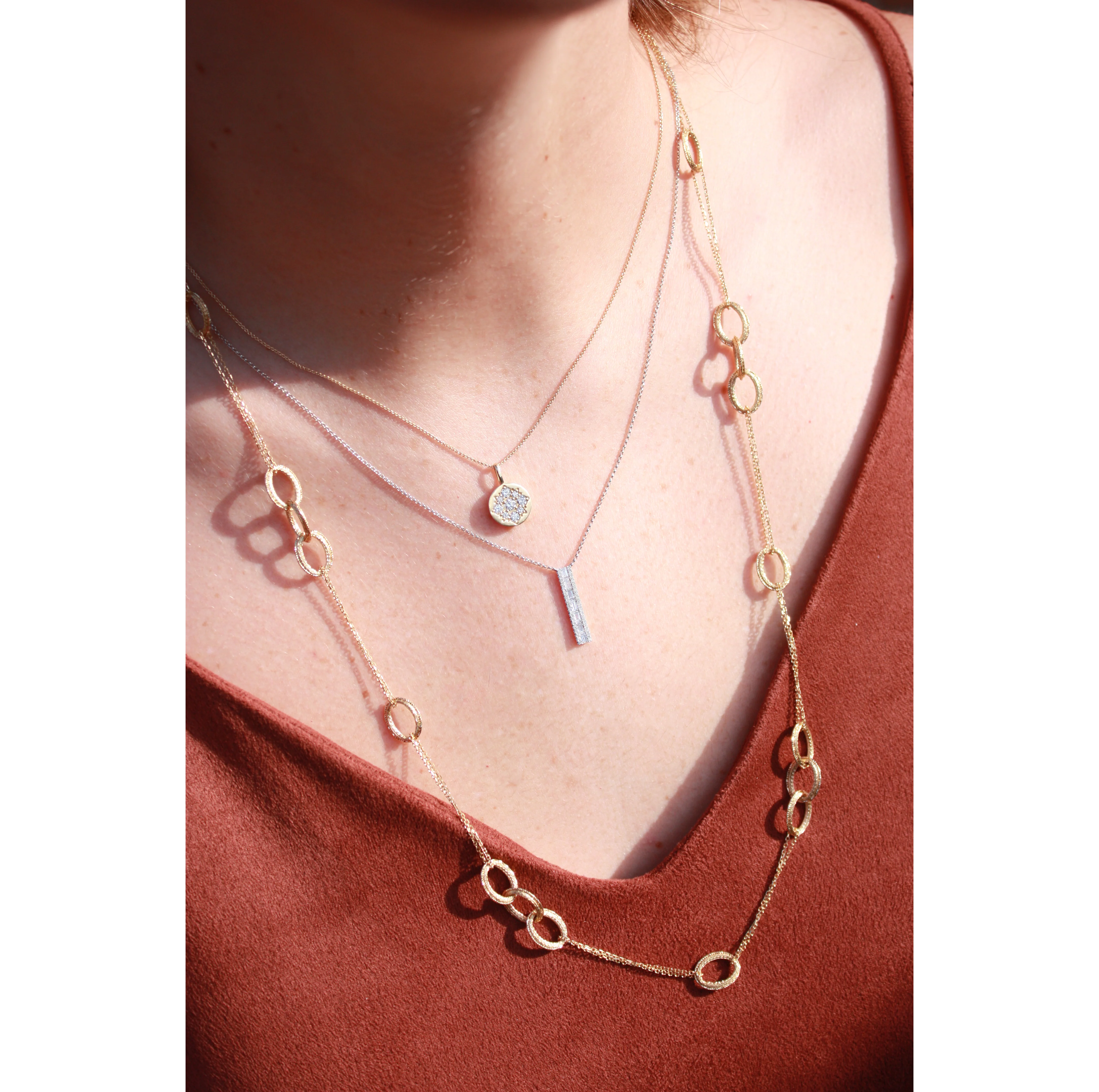 Sabel Collection 14K White Gold Baguette Diamond Drop Necklace - Image 2