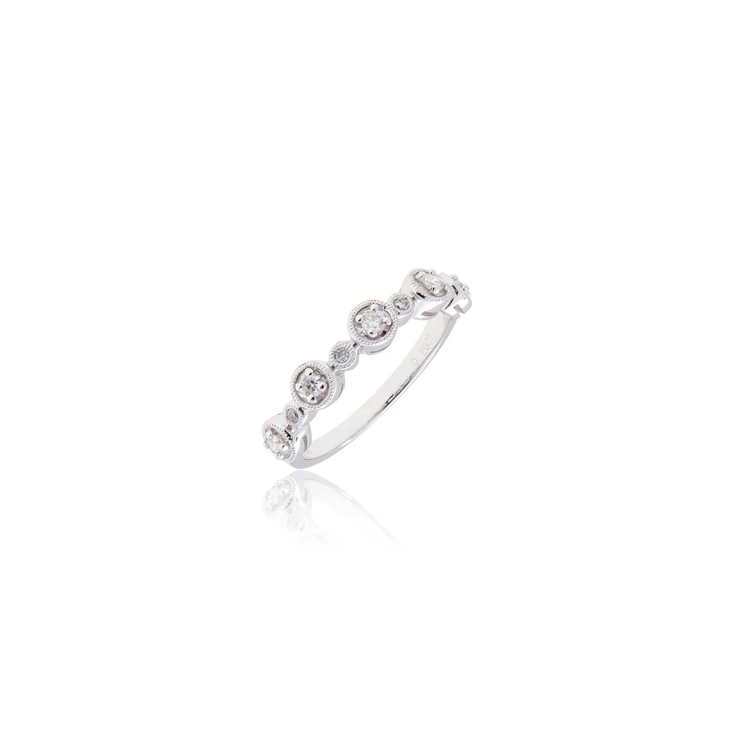 Sabel Collection 14K White Gold Bezel Set Diamond Milgrain Ring - Image 2