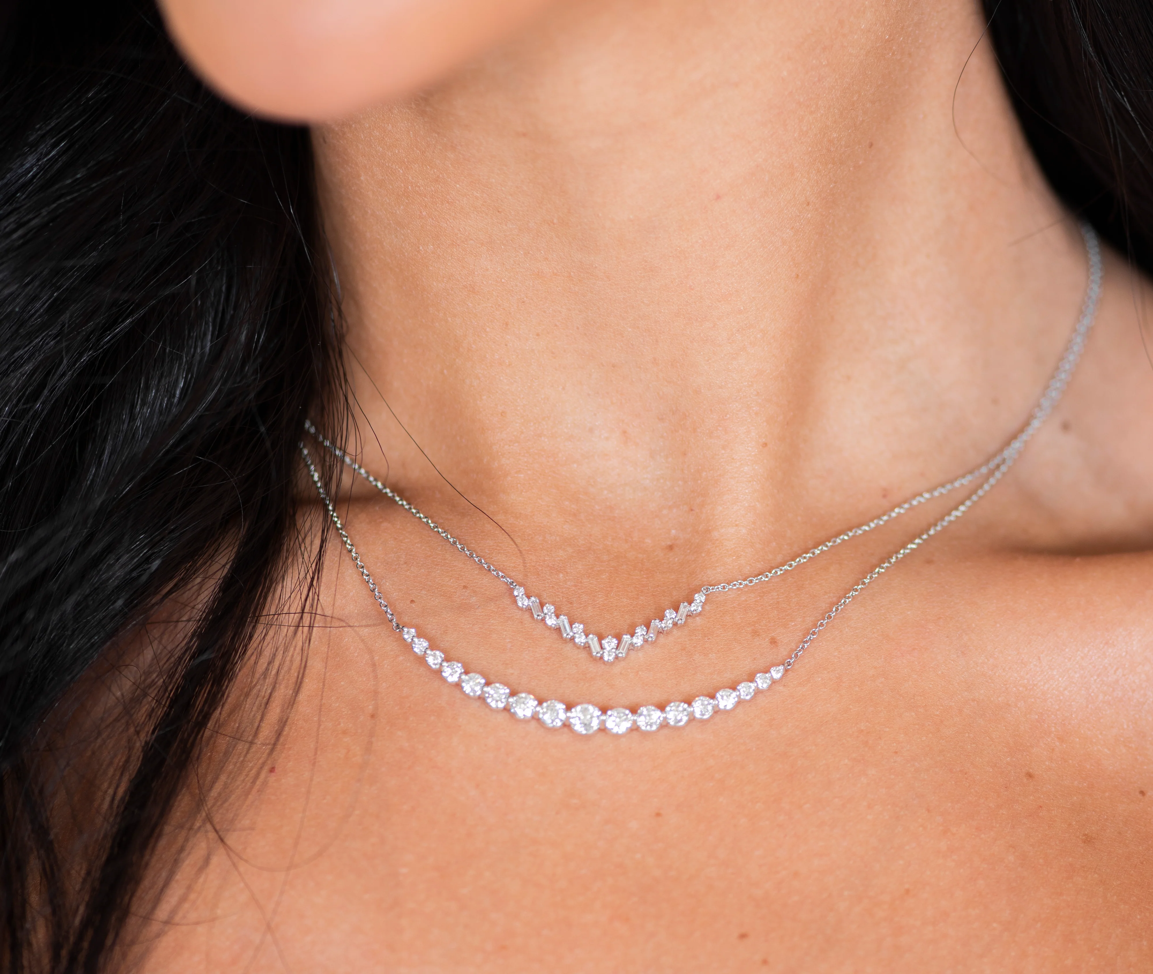 Sabel Collection 14K White Gold Diamond Bar Necklace - Image 2