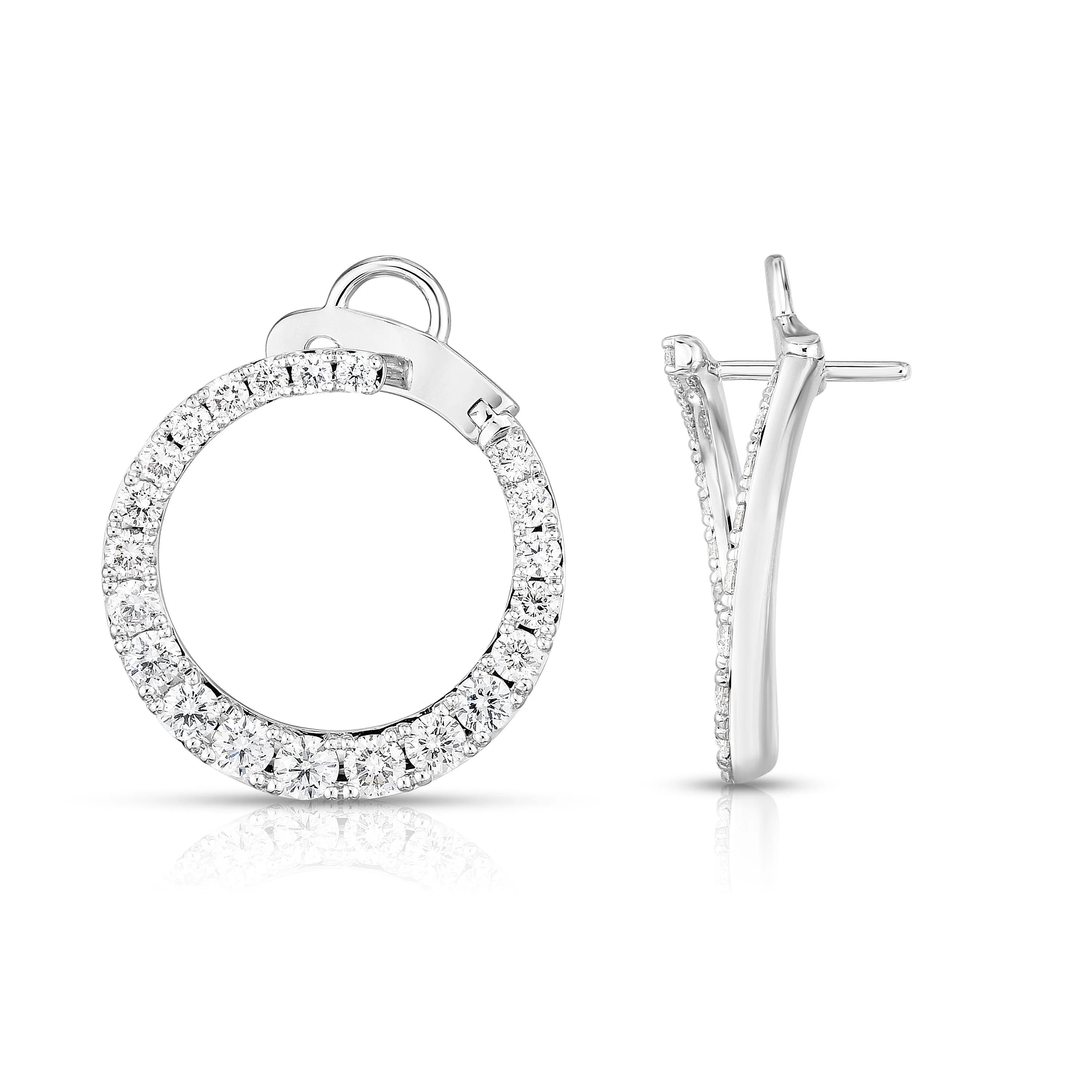 Sabel Collection 14K White Gold Diamond Open Circle Earrings - Image 2