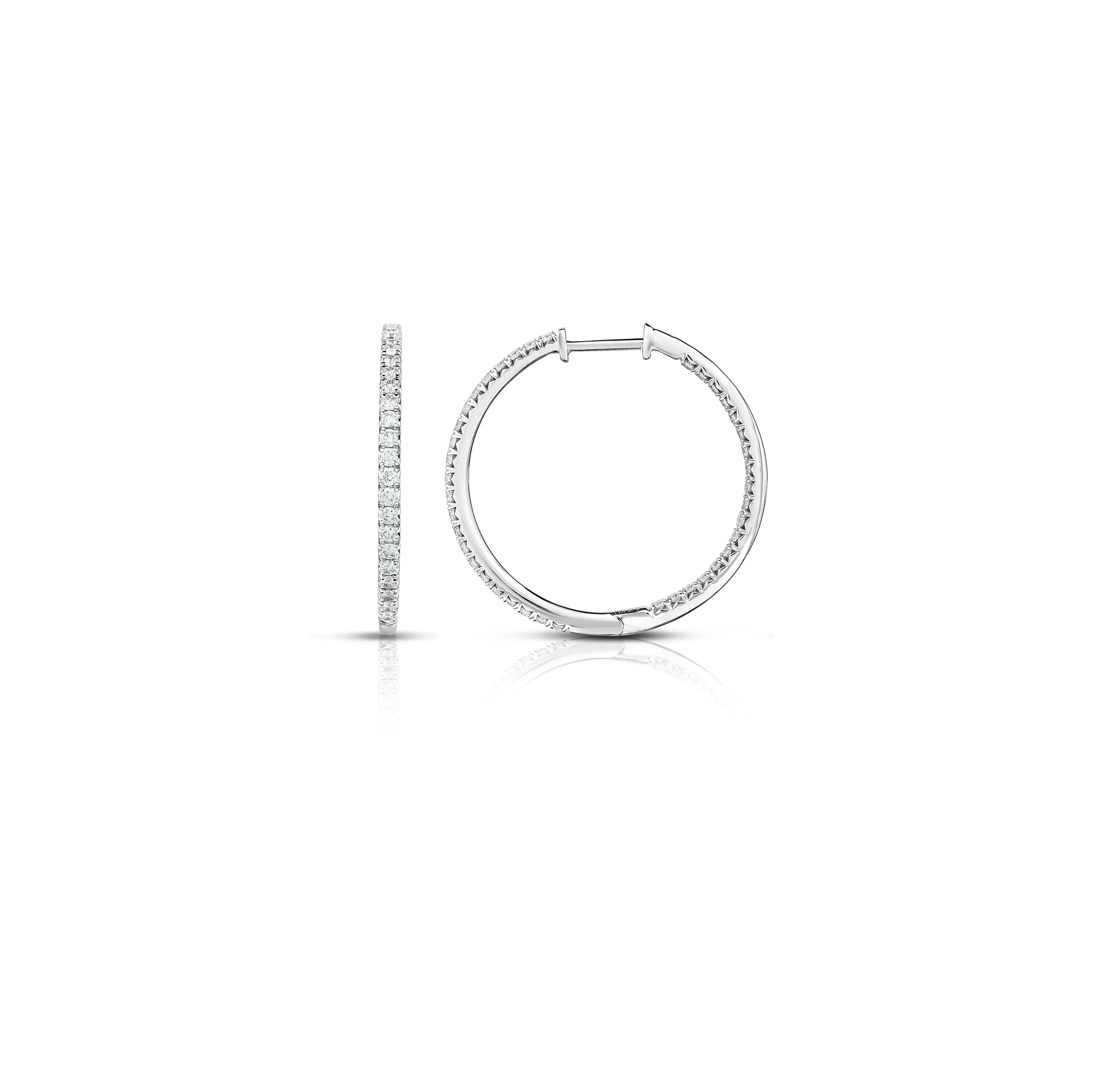 Sabel Collection White Gold Inside Out Diamond Hoop Earrings