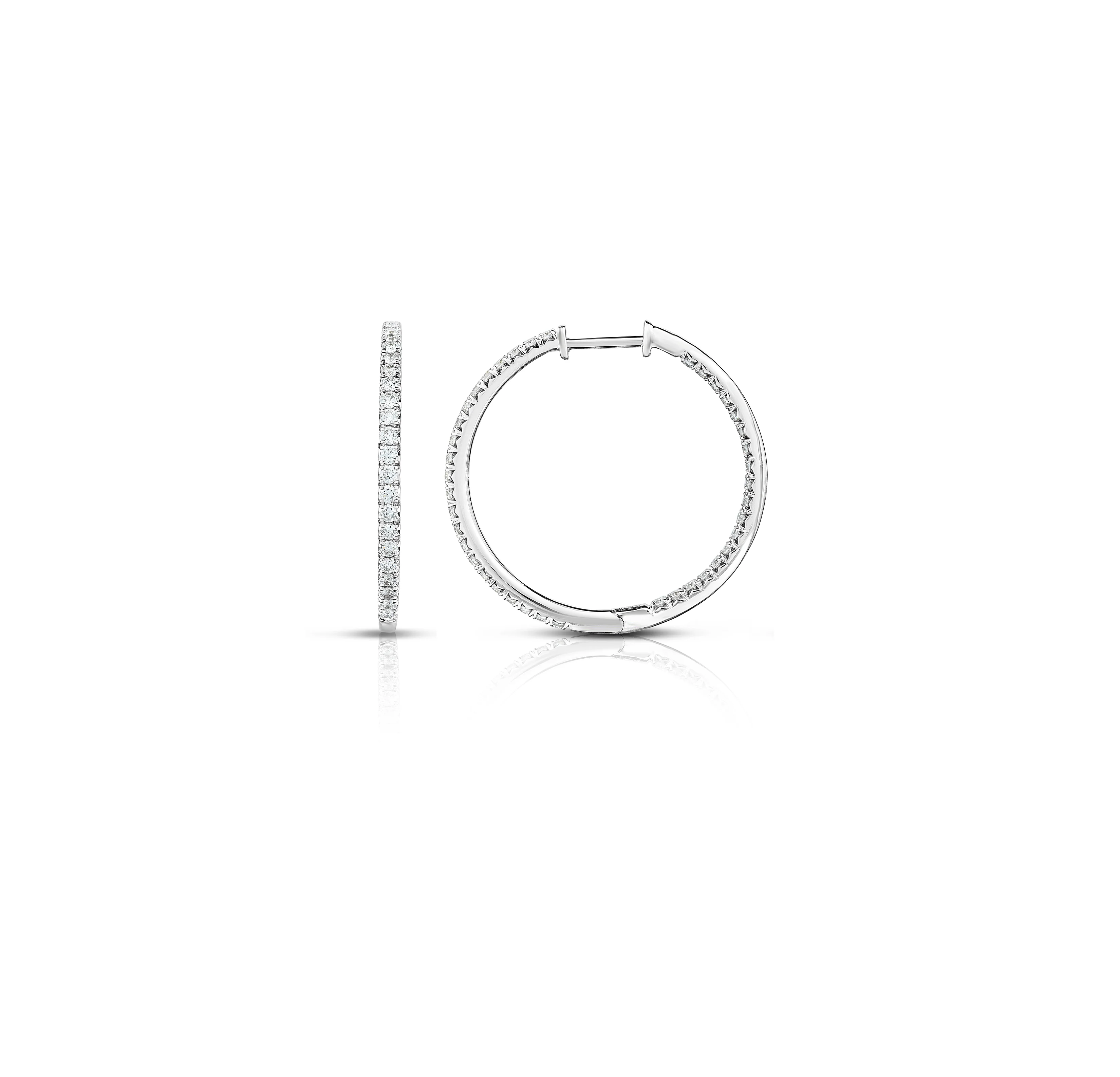 Sabel Collection White Gold Diamond Inside-Out Hoop Earrings