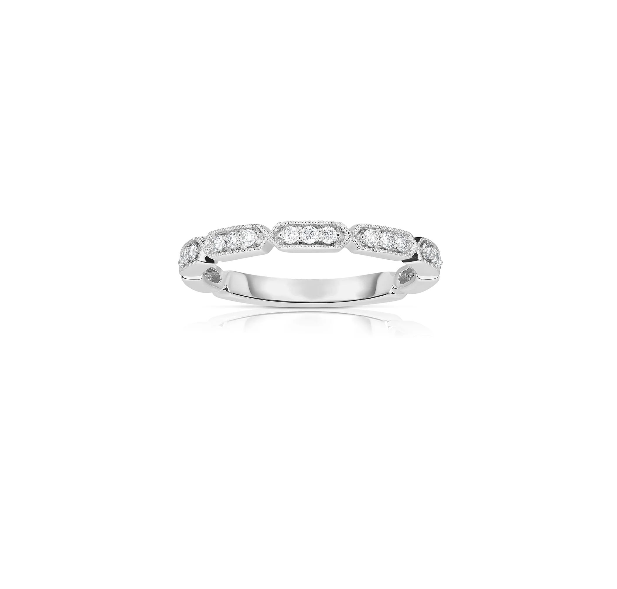 Sabel Collection 14K White Gold Round Diamond Sectioned Stacking Ring