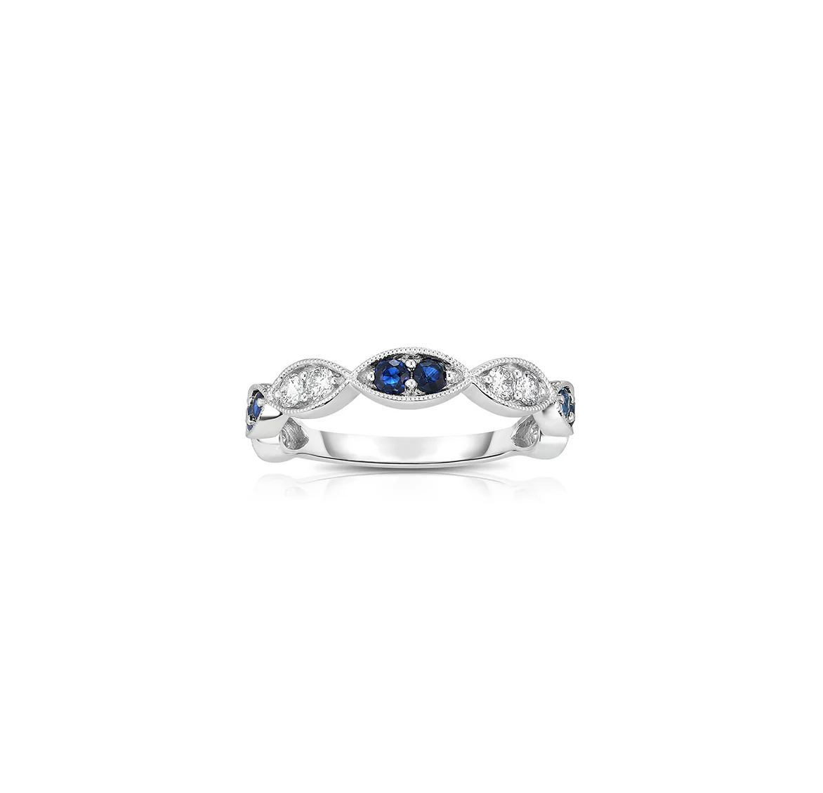 Sabel Collection 14K White Gold Sapphire and Diamond Marquise Accent Ring