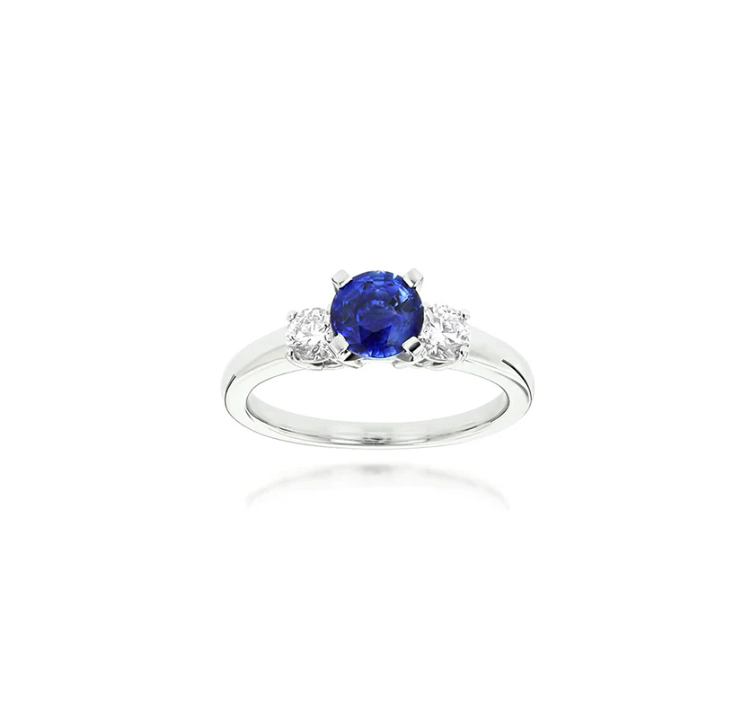 Sabel Collection 14K White Gold Sapphire and Diamond Three-Stone Ring