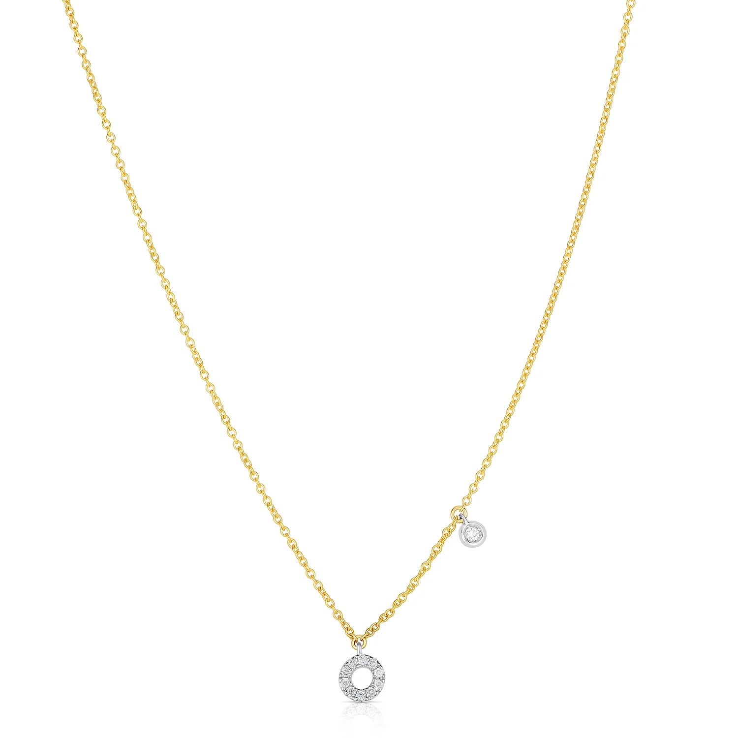 Sabel Collection 14K Yellow and White Gold Diamond Miniature Initial Pendant Necklace - Image 15