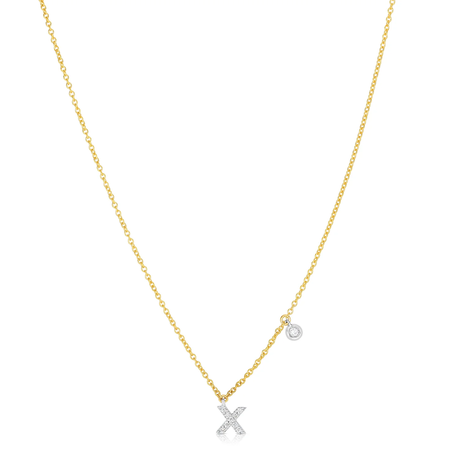 Sabel Collection 14K Yellow and White Gold Diamond Miniature Initial Pendant Necklace - Image 22