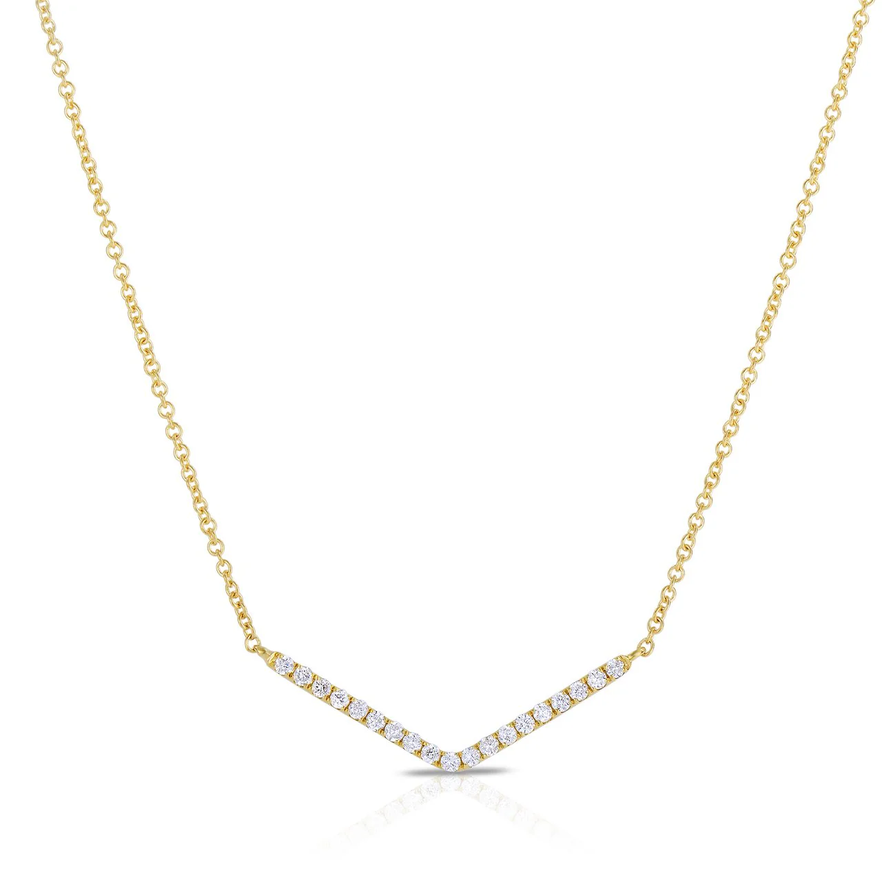 Sabel Collection 14K Yellow Gold Diamond "V" Necklace