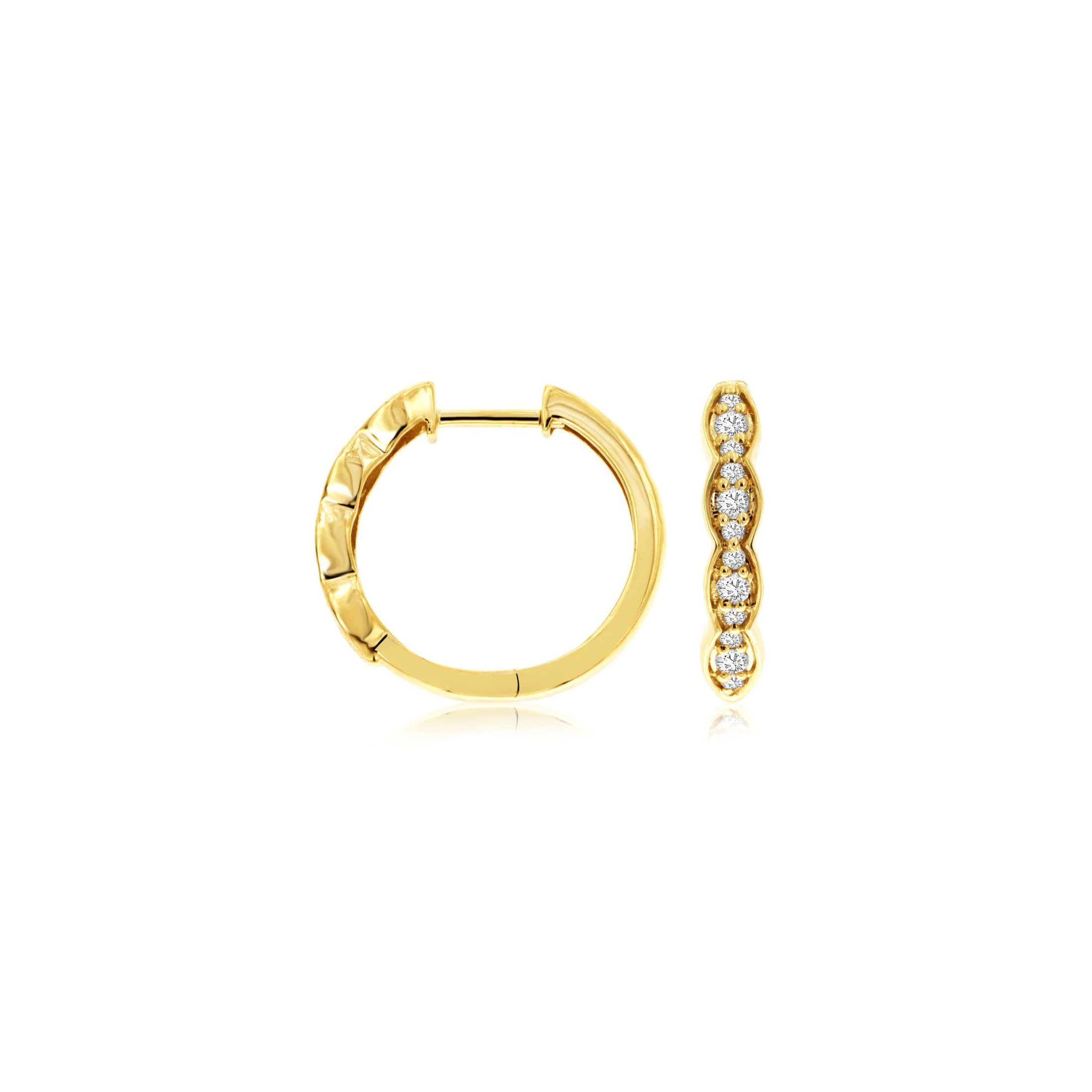 Sabel Collection 14K Yellow Gold Round Diamond Hoop Earrings