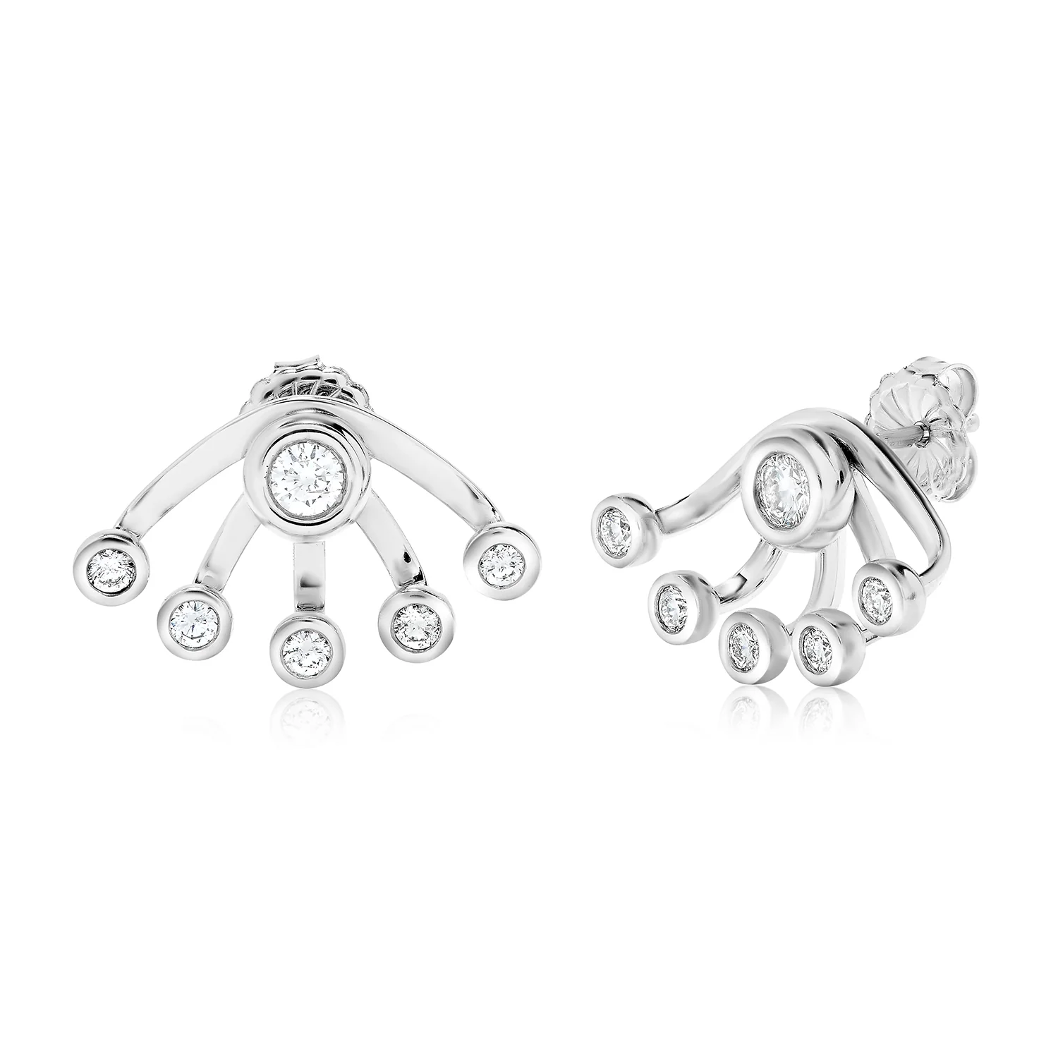Sabel Collection 18K White Gold Bezel Stud and Wrap Earring Jacket Earrings in .95cttw