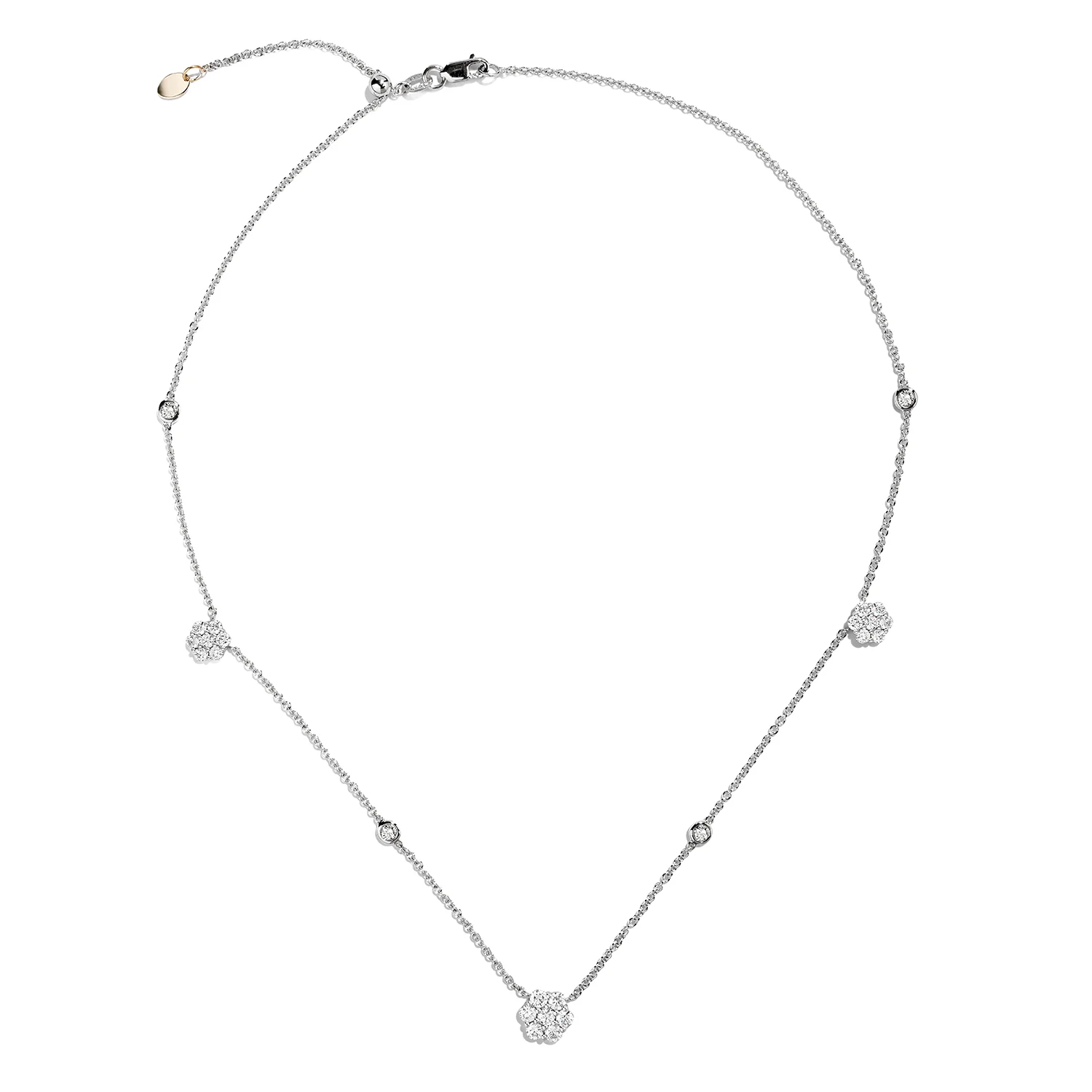 Sabel Collection 18K White Gold Diamond Cluster Station Necklace