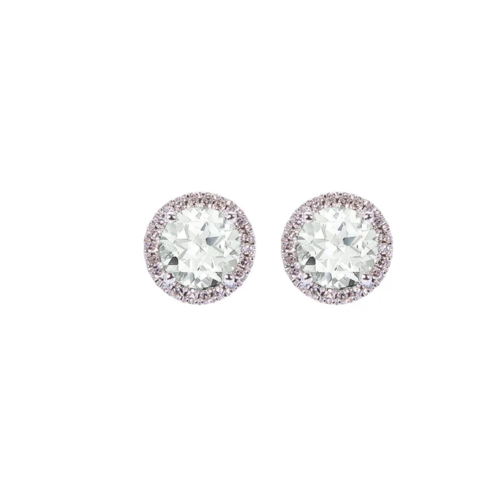 Sabel Collection Birthstone and Diamond Halo Earrings - Image 10