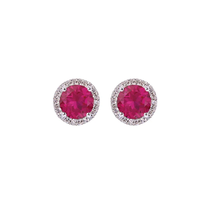 Sabel Collection Birthstone and Diamond Halo Earrings - Image 11