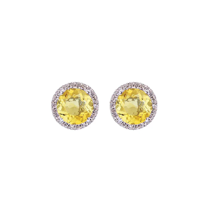 Sabel Collection Birthstone and Diamond Halo Earrings - Image 3