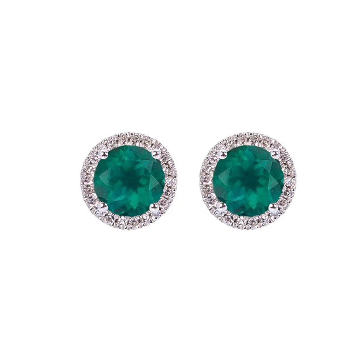 Sabel Collection Birthstone and Diamond Halo Earrings - Image 4