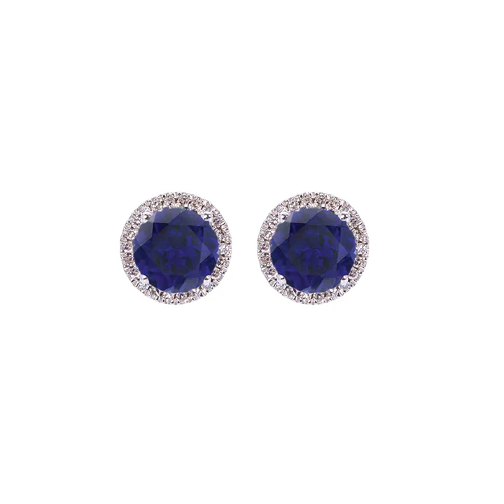 Sabel Collection Birthstone and Diamond Halo Earrings - Image 6