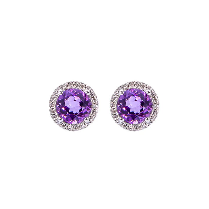 Sabel Collection Birthstone and Diamond Halo Earrings - Image 8